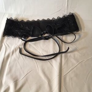Chic Black Lace Belt with Ribbon Tie